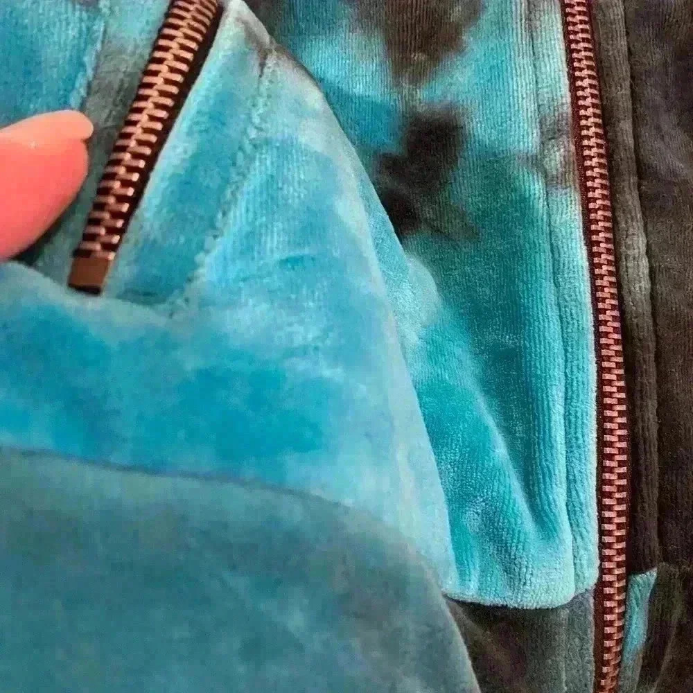 Chaser Women's Velour Track Jacket Full Zip Tie Dye Blue S-M NEW - Picture 8 of 12